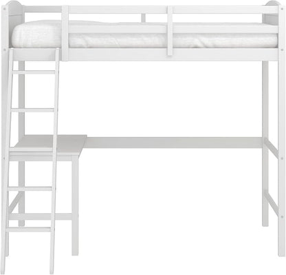Hillsdale Alexis Contemporary Wood Arch Twin Size Loft Bed with Desk, White
