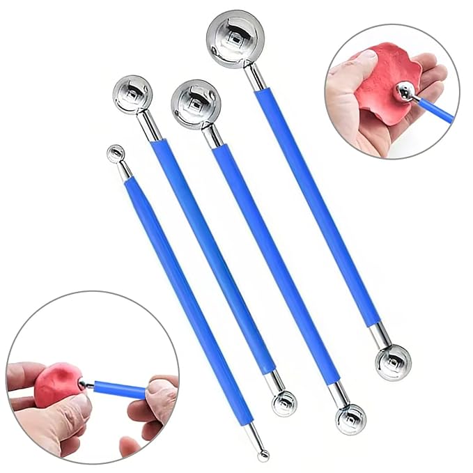 9Pcs Clay Sculpting Tool Set, Blue Dual-Ended Silicone Clay Brushes & Ball Stylus Tools, Professional Polymer Clay Kit for Sculpting, Texturing & Detailing, Ideal for Pottery, Ceramic & DIY Crafts