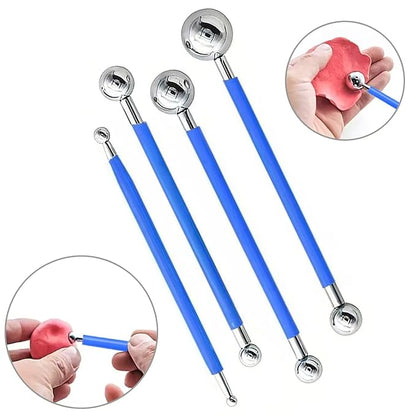 9Pcs Clay Sculpting Tool Set, Blue Dual-Ended Silicone Clay Brushes & Ball Stylus Tools, Professional Polymer Clay Kit for Sculpting, Texturing & Detailing, Ideal for Pottery, Ceramic & DIY Crafts