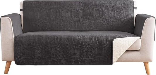 Soft Gray Loveseat Covers for 2 Cushion Couch, Water-Repellent Slip Covers for Loveseat, Machine Washable Love Seat Quilted Couch Covers, Pet Friendly Loveseat Slipcovers (Loveseat 56", Gray)