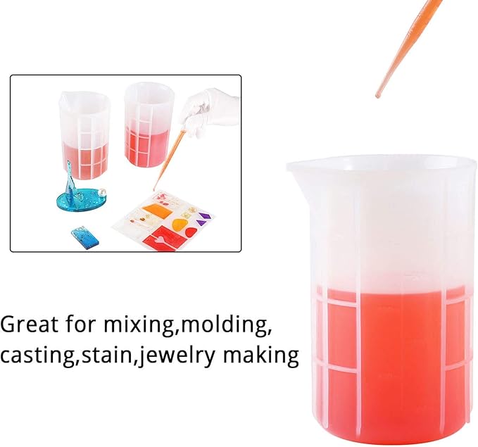 Gartful Resin Casting Tool Kits, Medium Silicone Craft Mat + 700ml Large Measuring Cups, Reusable DIY Craft Set for Resin, Epoxy, Acrylic Paint, Jewelry Making, Pack of 4