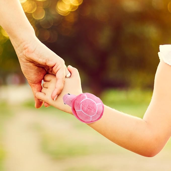 Gadpiparty 6 Pieces Turtle Slap Bracelet Plush Hug Animal Slap Bracelet Stuffed Animals Slap Bracelets Turtle Wrist Band for Christmas Birthday Party Supplies