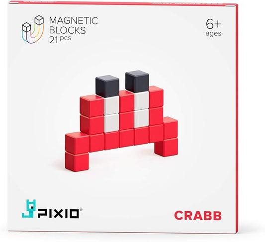 PIXIO Mini Monster Crabb Story Series 21 Magnetic Blocks Stress Relief Construction Toy, Building Blocks in 8-bit Pixel Art, Creativity for Kids, Fidget Toy