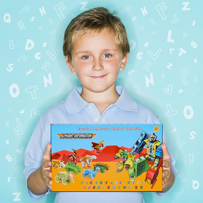 Alphabet Animal Toys for Kids, STEM ABC Learning Alphabots Transforming Toys Classroom Teaching Alpha Bots Toy for Kids 4-6 Toddlers - 26 Pieces