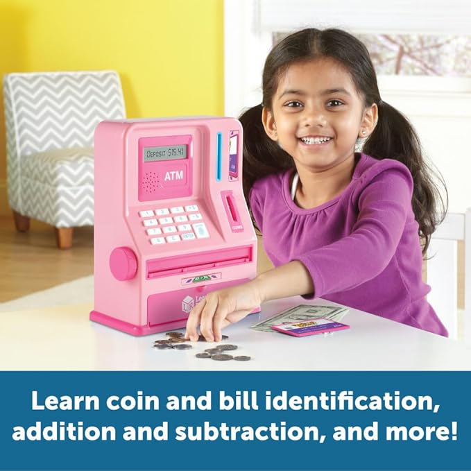 Learning Resources Teaching ATM Bank, Pink, 32 Pieces