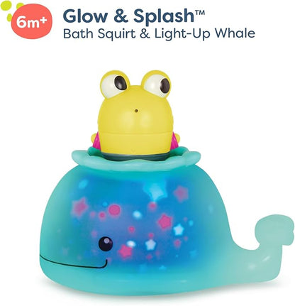 B. toys – Animal Bath Toys – Color Changing Frog Bath Squirt & Light-Up Whale – Baby Bath time Set – Glowing Lights – 6 Months + – Glow & Splash