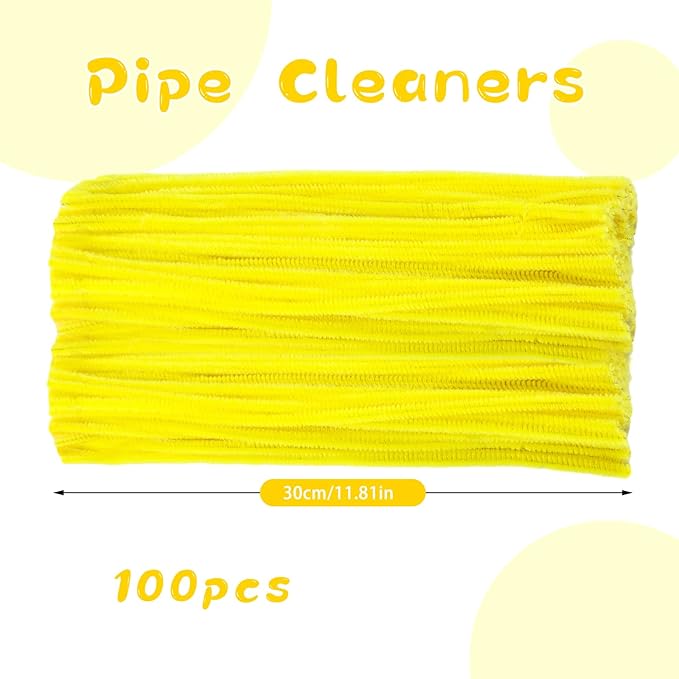 ZXIIXZ 100Pcs Pipe Cleaners, Pipe Cleaners Craft, Creative Craft Pipe Cleaners for Flower Making, Chenille Stems Crafting Pipe Cleaners Flowers, Craft Supplies for Home Festivals DIY/Yellow