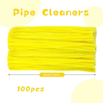 ZXIIXZ 100Pcs Pipe Cleaners, Pipe Cleaners Craft, Creative Craft Pipe Cleaners for Flower Making, Chenille Stems Crafting Pipe Cleaners Flowers, Craft Supplies for Home Festivals DIY/Yellow