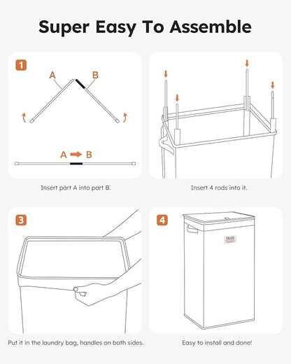 SOLEDI Laundry Hamper with Lid 100L Large & Tall Collapsible Laundry Basket, Clothes Hamper with Bag Removable Easy to Carry, Dirty Hampers for Bedroom, Bathroom, Dorm, College, Light Grey
