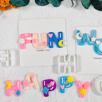 Xaekicr Alphabet Polymer Clay Cutters: 26 Pcs, Letter Designs for Polymer Clay Jewelry,Letter Clay Molds for DIY Custom Clay Earrings