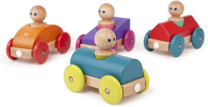 3 Piece Tegu Magnetic Racer Building Block Set, Teal