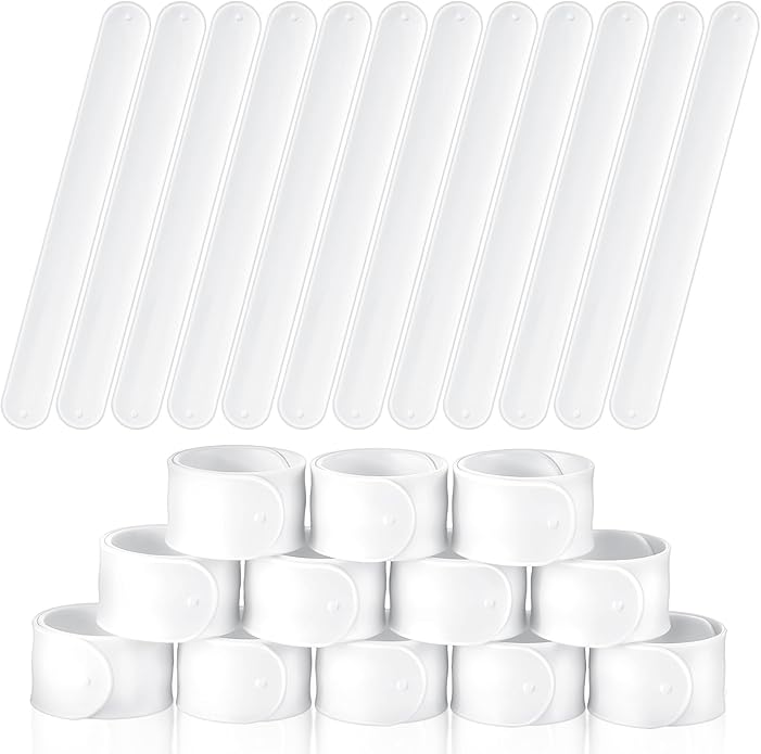 12 Pcs Silicone Slap Bracelets DIY Slap Bands Party Favors Bulk Blank Soft Wristband Wrist Snap Band for Craft Project DIY Painting Birthday Party Halloween Christmas