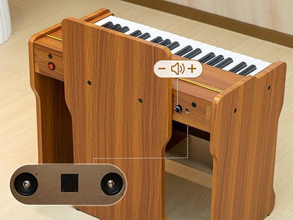 Kids Piano Keyboard, 37 Keys Digital Piano, Toddler Piano for Kids, Mini Baby Piano Toy, Kids Musical Instruments Sets, Wood Piano keyboard for kids Ages 3+,Brown