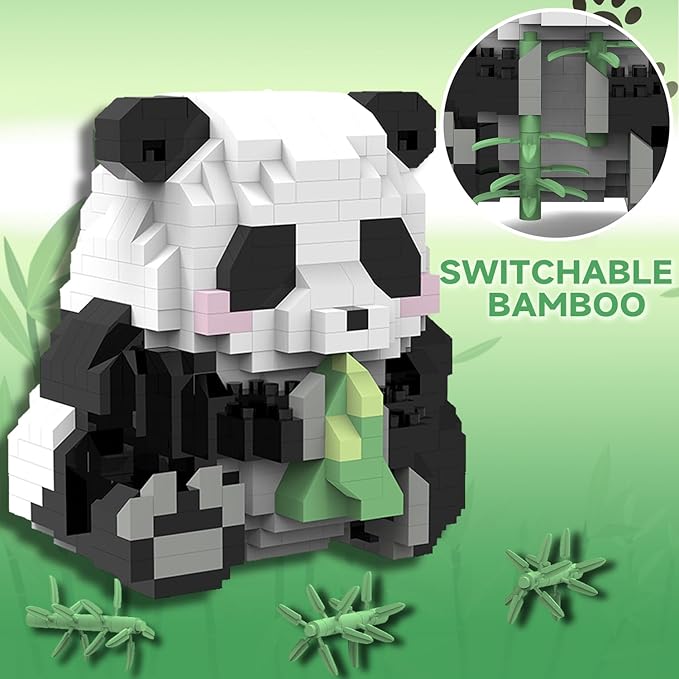 Mini Panda Building Blocks, 2 in 1, Party Favors- Micro Blocks Panda Toy for Kids 12 13 14 15 16+, Mini Blocks Building Sets for Adults, Easter/Birthday for Teens(606 PCS)