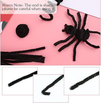 60 Pieces Black Pipe Cleaners,Pipe Cleaners Chenille Stem,Art Pipe Cleaners for Creative Home Decoration Supplies, Arts and Crafts Project,Christmas Valentine's Craft Pipe Cleaners