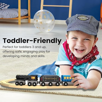Masterpieces – The Polar Express Train, 3 Piece Set, Officially Licensed Collector’s Edition Toy, Wooden Magnetic Engine and Cars, Kids Toddlers Boys and Girls, Ages 3+