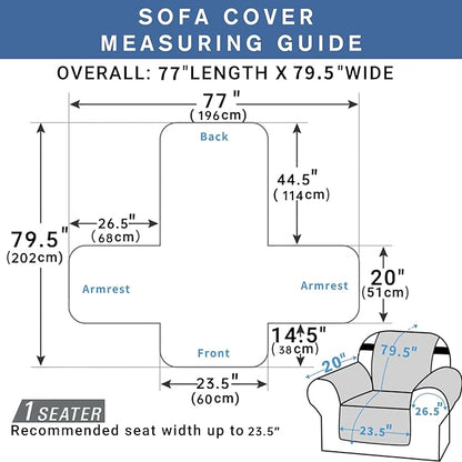 XINEAGE Quilted Chair Sofa Cover Waterproof Chair Covers for Armchair, Super Soft Washable Slipcover with Pockets & Non-Slip Elastic Straps, Thick Furniture Protector (Chair, Coffee)