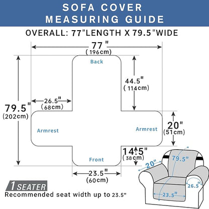 XINEAGE Quilted Chair Sofa Cover Waterproof Chair Covers for Armchair, Super Soft Washable Slipcover with Pockets & Non-Slip Elastic Straps, Thick Furniture Protector (Chair, Black)