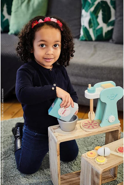 Janod - Wooden Little Mixer Set - Kitchen Make-Believe Toy - 6 Accessories Included - Suitable for Ages 8 and Up, J06605, White