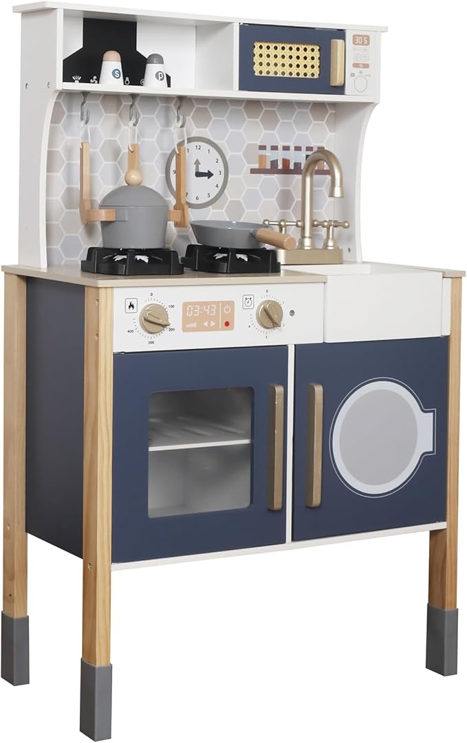 Toy Kitchen Playset for Kids, Electronic Play Stove with Light&Sounds, Pretend Play Cooking Toys Kitchen Set with Cookware Accessories,Toddlers Kitchens Toys Festival Gift for 3+ Year Old Boys Girls