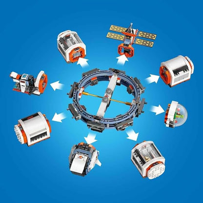 LEGO 60433 City Modulare Raumstation, 6 Astronauten, Raumkapselmodule Raumschiff