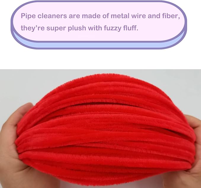 Cldamecy 100 pcs Red Pipe Cleaners with 20 pcs Googly Eyes,Chenille Stems for Craft Project,Craft Pipe Cleaners for DIY Projects,Arts and Holiday Decoration