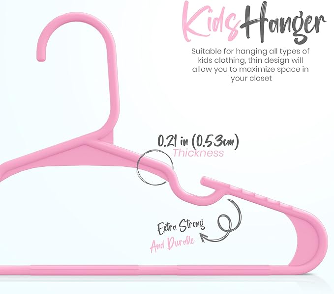 Utopia Home 20 Pack Kids Hangers - 11.5 Inch Plastic Baby Hangers for Closet - Childrens Hanger for Clothes & Infant Hanger for Closet - Ideal for Everyday Standard Use (Baby Pink)