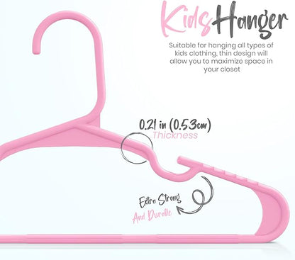 Utopia Home 20 Pack Kids Hangers - 11.5 Inch Plastic Baby Hangers for Closet - Childrens Hanger for Clothes & Infant Hanger for Closet - Ideal for Everyday Standard Use (Baby Pink)