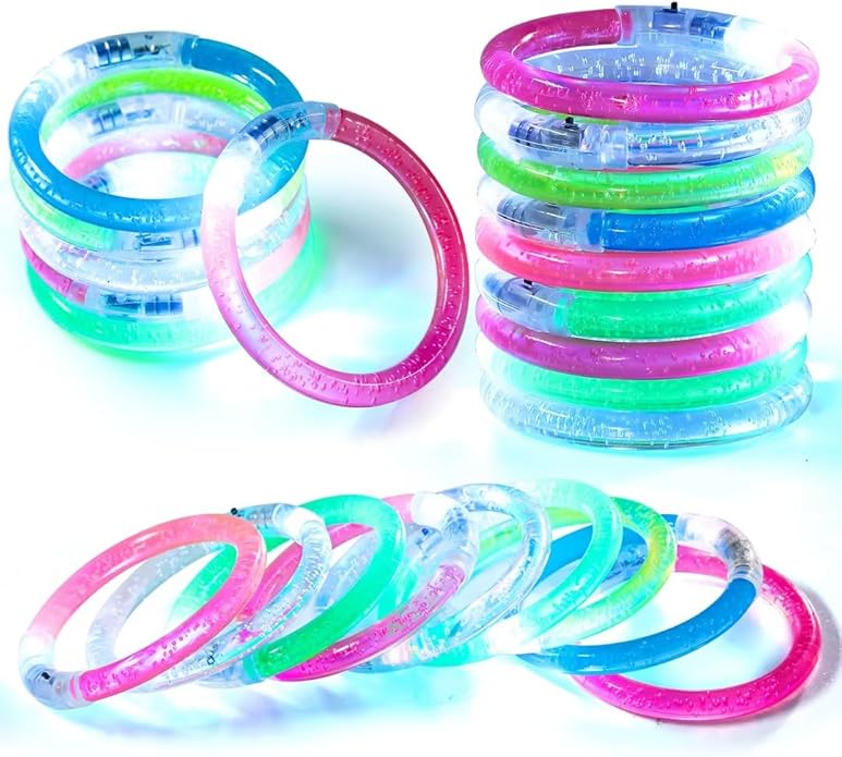 12 Pack LED Bracelets Glow Sticks, Halloween Party Favors, Glow in the Dark Party Supplies for Kids&Adults, Light Up Toys Carnival Birthday Concert Party Games Gifts Accessory