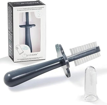 Grabease Baby Toothbrush Double Sided - Training Finger Toothbrush for Toddler Infant, BPA-Free & Phthalate-Free for Baby & Toddler, 1 Pack, Gray