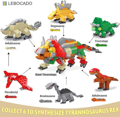Mini Building Block Sets, 12PCS Dinosaur Toys Building Blocks, 6 in 1 STEM Toys Eggs Building Sets, Party Favors for Kids Goodie Bags Prizes/Birthday Gifts