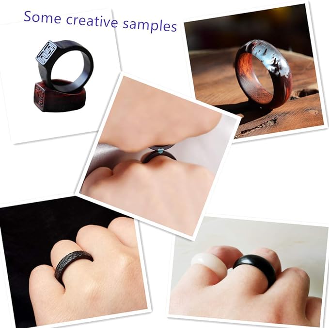 DEUXPER Sandalwood Ring Craft Kit - DIY Make Your Own Jewelry Ring - Craft Project for Adults, Teens, Kids, Beginners - Great Gift (Ring Material 6 Pcs)...