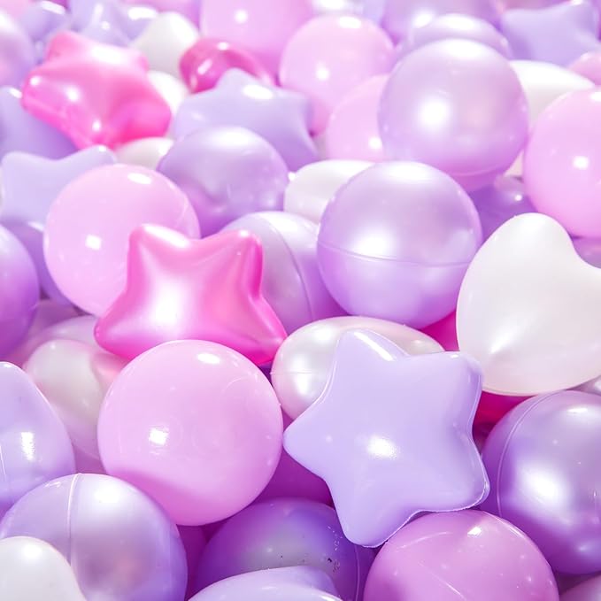 GOGOSO Ball Pit Balls,Plastics Balls for Ball Pit, Stars Hearts Shape for PastelBall for Toddlers Kids