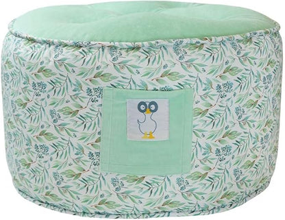 GooseWaddle Soft and Comfortable Kids Ottoman Toddler Pouf Seating for Your Little One's Playroom or Nursery (Basil Mint)