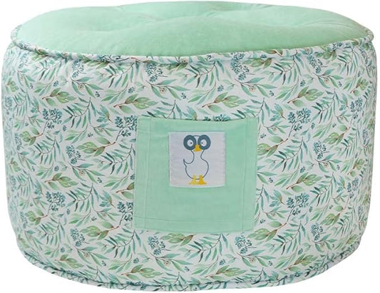 GooseWaddle Soft and Comfortable Kids Ottoman Toddler Pouf Seating for Your Little One's Playroom or Nursery (Basil Mint)