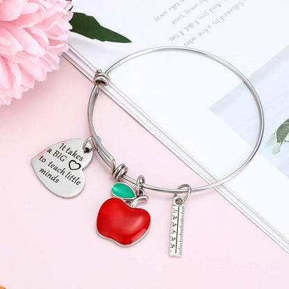 8 Pcs Teacher Appreciation Gift Set for Women, 4 Teacher Makeup Pouch Cosmetic Bags and 4 Bangle Bracelets, Christmas Valentines Thank You Gifts for Teacher (Teacher Survival Kit)