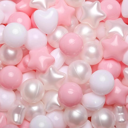 GOGOSO Ball Pit Balls,Plastics Balls for Ball Pit, Stars Hearts Shape for PastelBall for Toddlers Kids