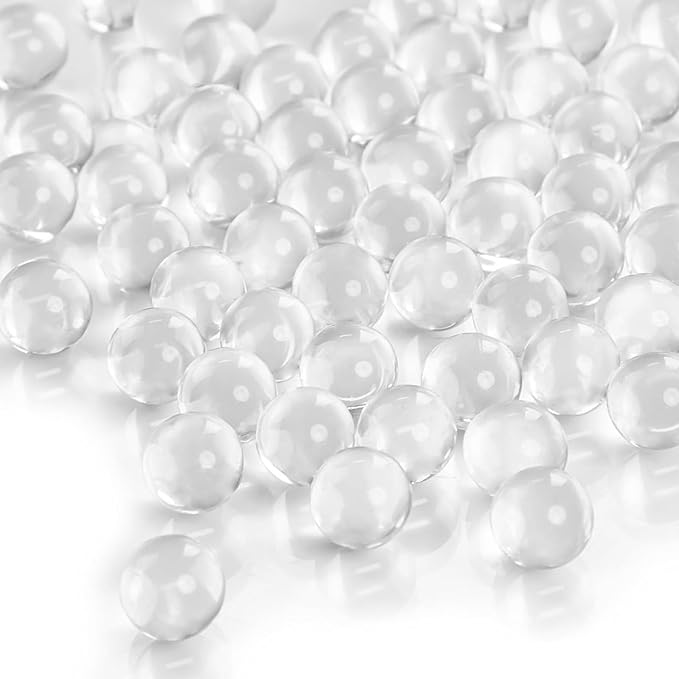 FUTUREPLUSX Clear Glass Marbles, 1LB Round Marble Beads Transparent Vase Fillers Decorative Glass Gem Pebbles for Decoration Collectibles Marble Games