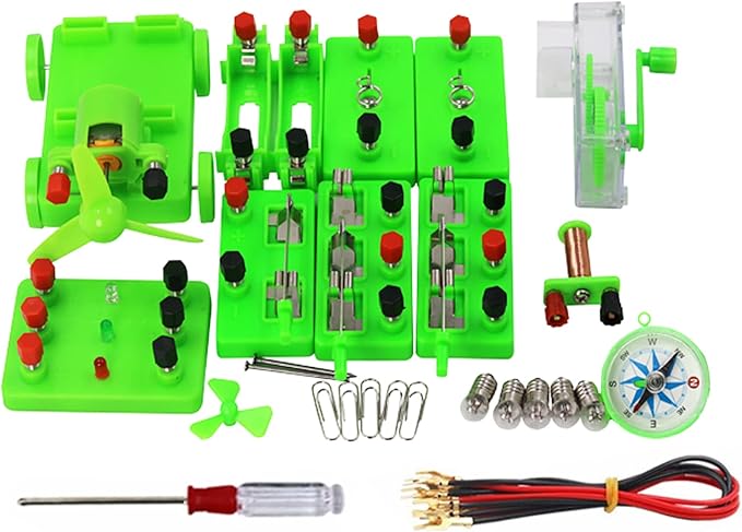 Physics Science Lab Electricity and Magnetism Experiment Kit,Electromagnetism Experiment Basic Electricity Discovery Circuit Kit for Kids Junior Senior High School Students