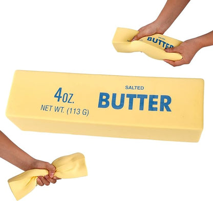Large Squeeze Butter Toy, PU Material Butter Stick Slow Rising Squishy Food Fidget Toy for Office School Relieving (Light Yellow