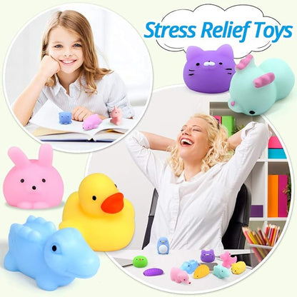 Mochi Squishy Toys 20 Pcs Mini Squishy Animal Squishies Party Favors for Kids Kawaii Squishy Squeeze Toy Cat Unicorn Squishy Stress Relief Toys for Adults Birthday Favors for Kids Pinata Filler Random