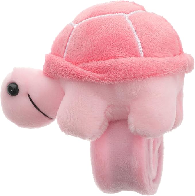 Gadpiparty Animal Slap Bracelets Turtle Snap Bands Stuffed Animals Huggers Plush Hug Slap Wristband Animal Slap for Kids Party Favors Supplies Pink