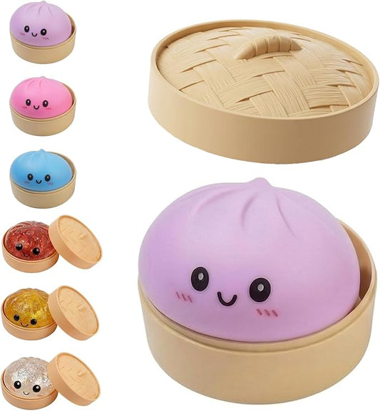 Dumpling Squishy, Dumpling Squishy Mystery Box, Glitter Dumplings Mystery Box, Colorful Dumplings Stress Balls Fidget Sensory Toy, Easter Basket Stuffers Party Favors (Purple)