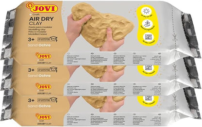 Jovi - Air Dry Clay, Set of 3 Units, 1.1lb Each, Total of 3.3 lb, No Oven Needed, Sand Ochre Color, Pottery Clay for Arts and Crafts Projects (P85O/3)