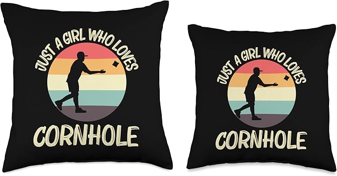 Cornhole Gift Cornhole Player Accessories & Stuff Funny Cornhole Designs for Girls Kids Bean Bag Toss Players Throw Pillow, 16x16, Multicolor