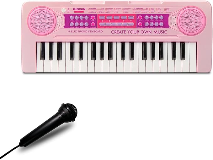 Kids Piano Keyboard Toys, 37 Keys Music Keyboard Piano for Kid with Microphone, Learning Educational Toddler Keyboard Toys for Kids Ages 3-8 (Pink)