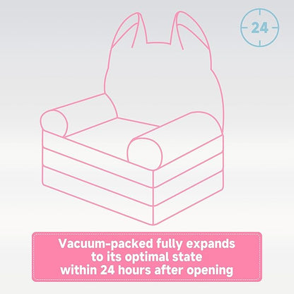 MONKISS 2-in-1 Toddler Couch Chairs Comfy, Kids Chair Couch, Mini Couch, Flip Out Sherpa Kids Sofa, Baby Couch, Chair for Toddlers 1-3, Kids Lounge Chair Reading Chair, Kids Couch Bed Fold Out, Fox