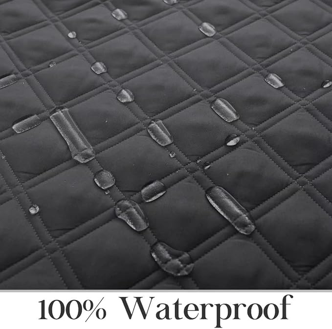 TOMORO Non-Slip Oversized Recliner Sofa Cover - 100% Waterproof Recliner Chair Slipcover Furniture Protector, Washable Couch Cover with Elastic Straps for Dog and Kids, Dark Gray, 30 Inch Middle