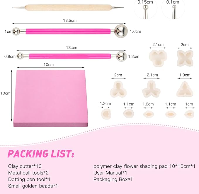 Biutee Flower Polymer Clay Cutters, 10 Shapes Floral & Leaf Micro Clay Cutters, Clay Earring Cutters Mini Floral Clay Cutters Polymer Clay Earring Making Kit for Jewelry Earrings Making DIY Tools