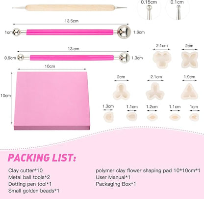 Biutee Flower Polymer Clay Cutters, 10 Shapes Floral & Leaf Micro Clay Cutters, Clay Earring Cutters Mini Floral Clay Cutters Polymer Clay Earring Making Kit for Jewelry Earrings Making DIY Tools